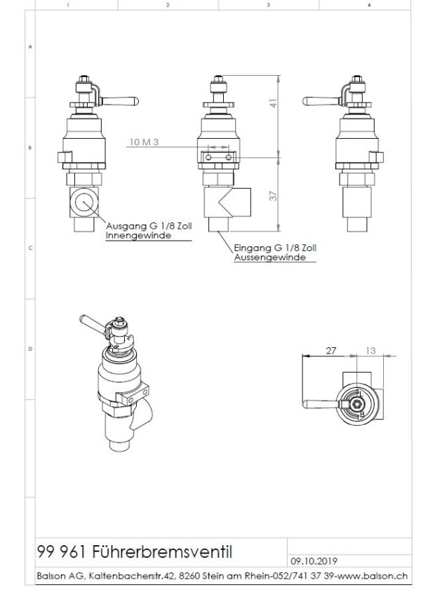 Führerbremsventil mit Bedienhebel 27mm - Image 2